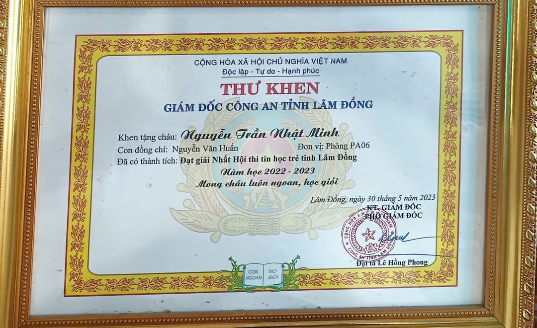 Letter of Commendation - Provincial Public Security