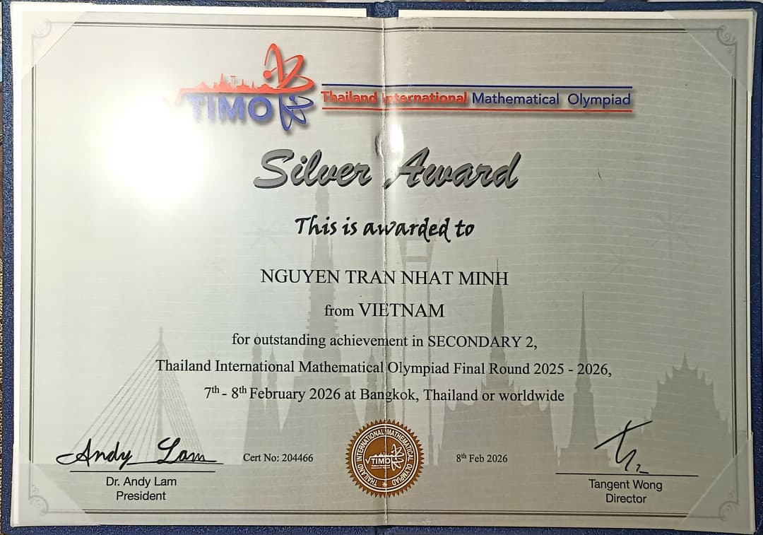 3rd Prize - National English olympiad (Grade 8, Provincial Level)