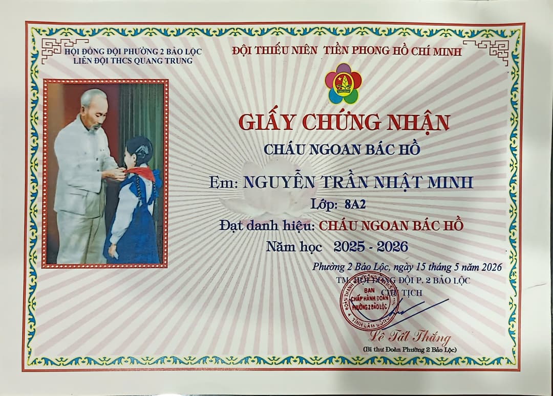 Good Nephew of Uncle Ho Certificate
