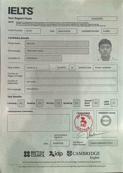 IELTS 8.0 Overall (Age 12)