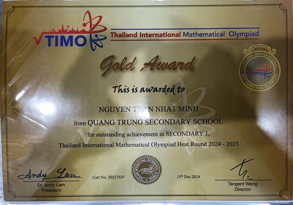 TIMO Grade 7 - Double Gold Medal