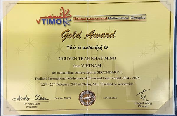 TIMO Grade 7 - Double Gold Medal